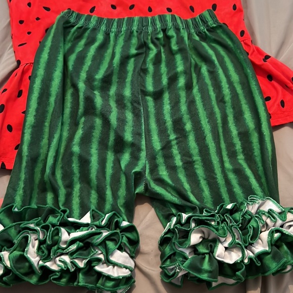 Girls Watermelon matching summer shorts and tank top set.  Soft comfy material - Picture 2 of 5